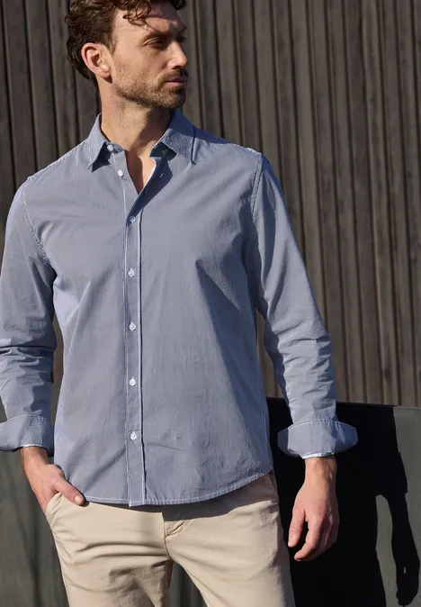 Langarm Hemd in Popeline Qualität bright white Langarm Hemd in Popeline Qualität bright white