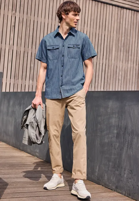 Koszula z krótkim rękawem w stylu Denim indigo blue wash