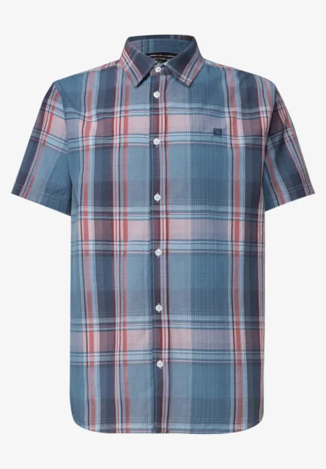 Korte mouwen overhemd met blauw-rode ruit