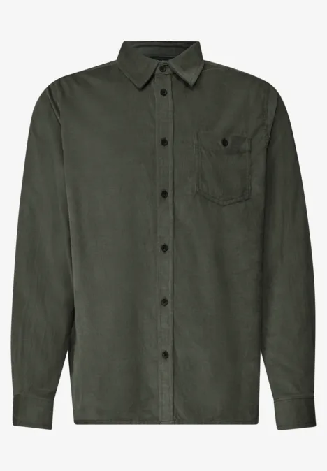 Effen corduroy overhemd met lange mouwen light moss green Donkergroen overhemd met lange mouwen, knoopsluiting en borstzak.