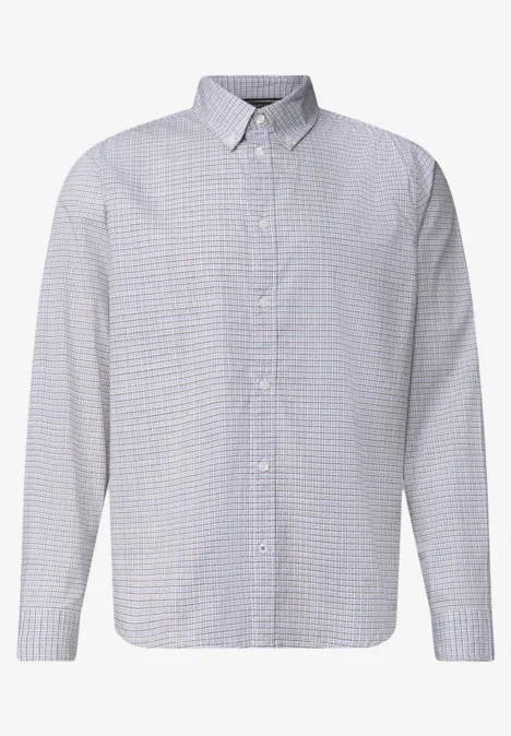 Langarm Popeline Hemd mit Print bright white Ein helles kariertes, langärmliges Hemd mit Knopfleiste und Kragen.