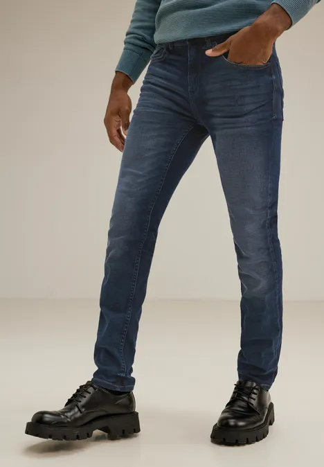 Slim Fit Jeans dark indigo random wash