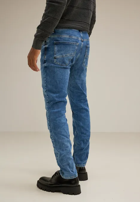 Jean coupe droite mid blue havy random wash