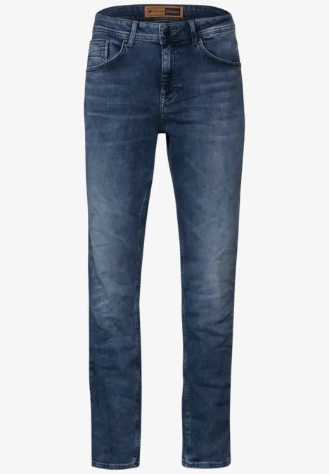 Jean coupe droite mid blue havy random wash