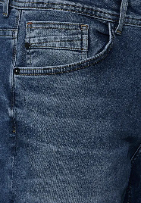Jean coupe droite mid blue havy random wash