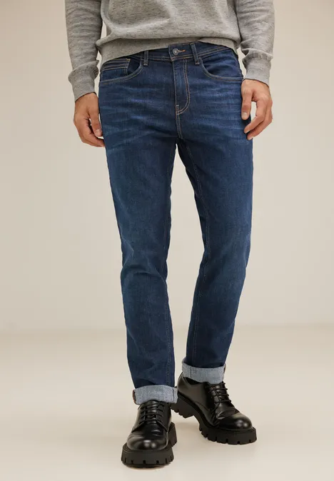 Jean coupe droite indigo blue rinsed wash