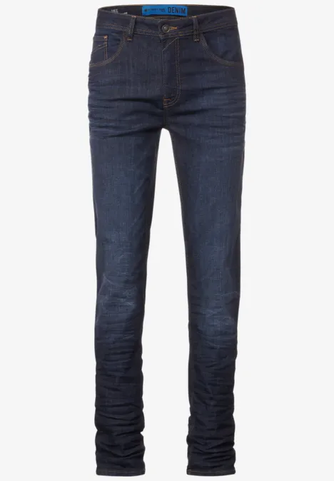 Jean slim à délavage rinsed dark blue rinsed wash