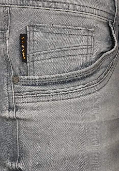 Jean coupe slim gris mid grey wash