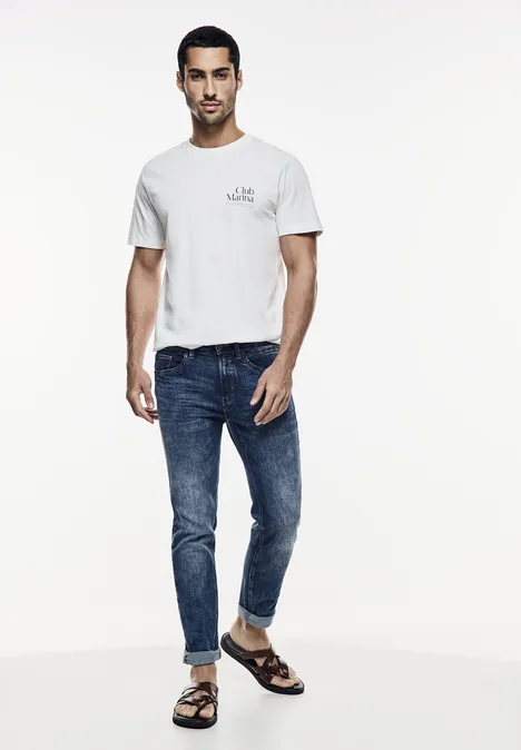 Jean coupe super slim indigo blue random wash