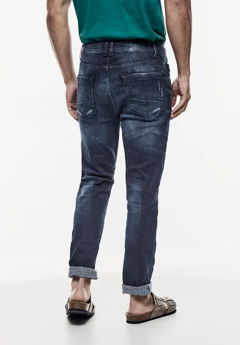 Jean coupe slim dark blue random wash