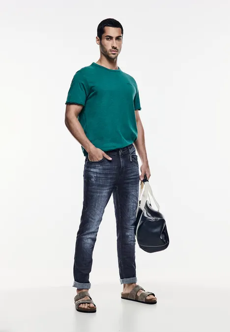 Jean coupe slim dark blue random wash
