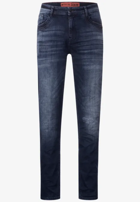 Jean coupe slim dark blue random wash