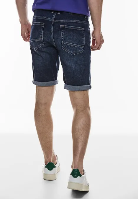 Short en jean coupe droite dark blue wash