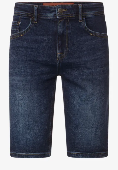 Short en jean coupe droite dark blue wash