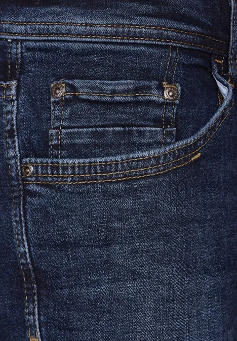 Short en jean coupe droite dark blue wash