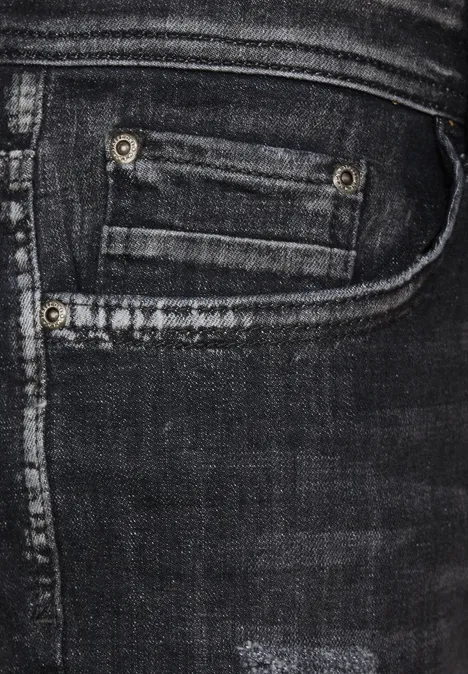 Short en jean coupe droite black random wash