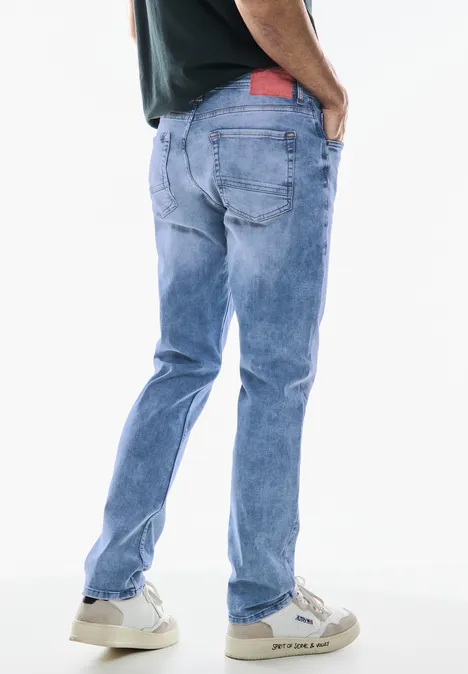 Jean bleached coupe droite light blue wash