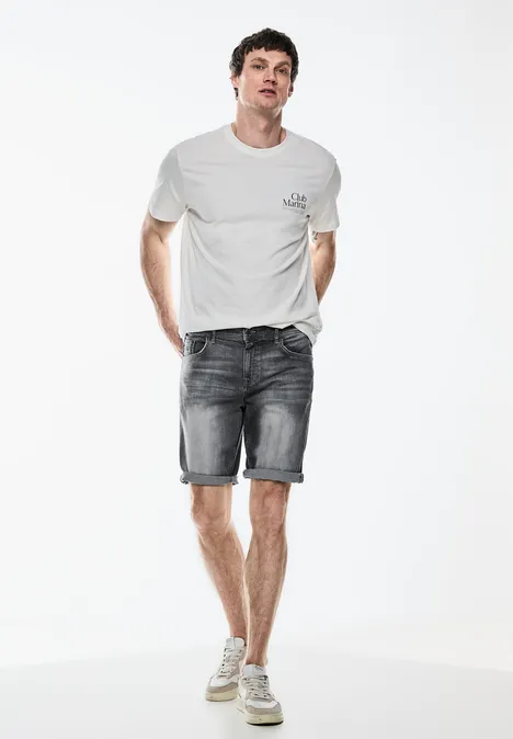 Short en jean élastique mid grey wash
