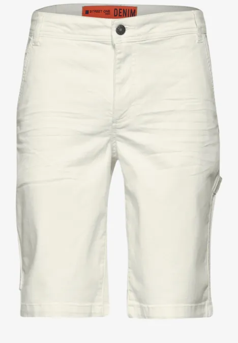 Elastische Jeans Shorts White Denim