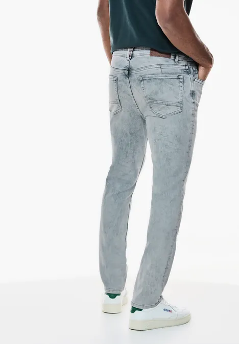 Jean coupe droite iced grey random wash