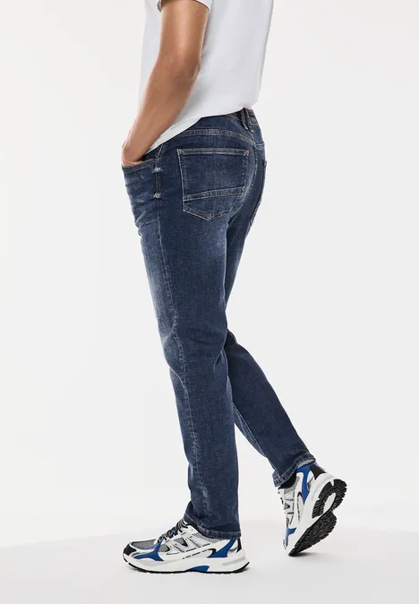 Jeans à la coupe régulière indigo blue wash