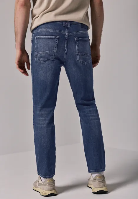 Jeans à la coupe slim indigo blue random wash