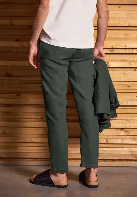 Relaxed Fit Leinenchino pine green