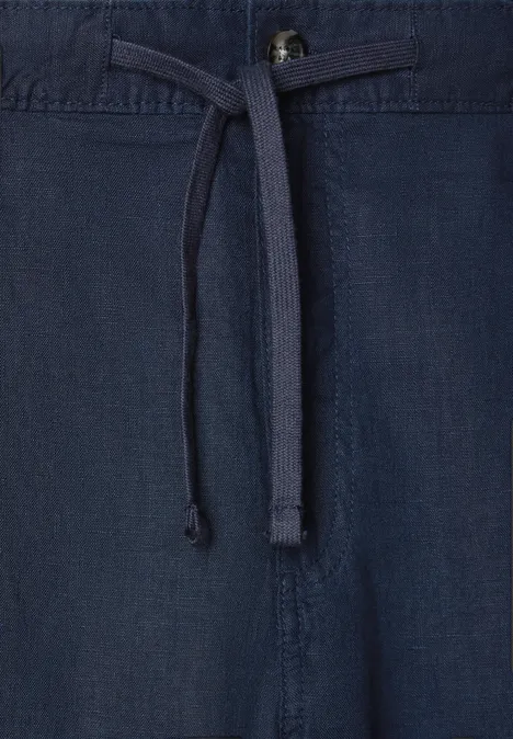 Relaxed Fit Leinenshorts dark blue