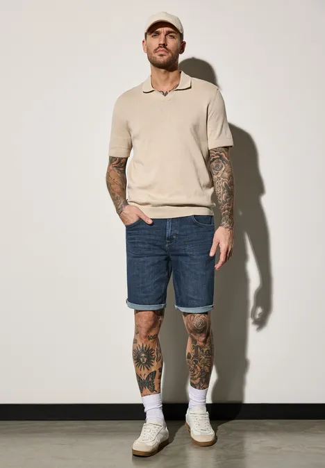 Stretch Jeansshorts dark blue wash