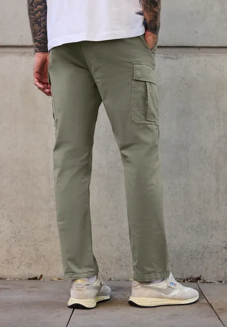 Cargo broek met rechte pijpen natural green