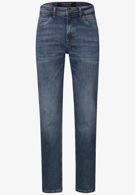 Straight Leg Jeans dark blue wash