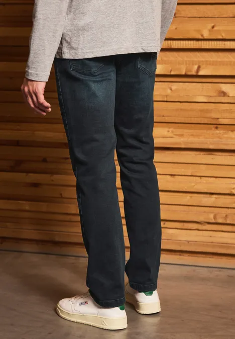 Straight Leg Jeans dark blue tinted