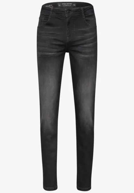 Jeans met smalle pijpen black random wash