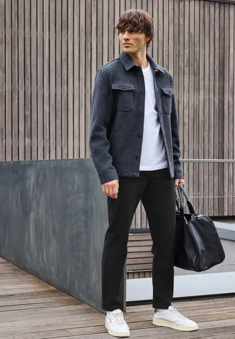 Broek met visgraatmotief Black Broek met visgraatmotief Black