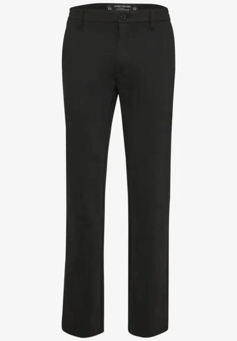 Schwarze, gerade geschnittene Hose mit Bund und Taschen