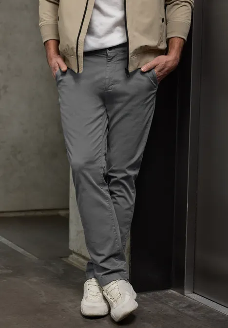 Chino met elastische tailleband steel grey Chino met elastische tailleband steel grey