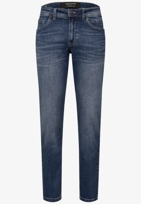 Jeansy Slim Leg indigo blue random wash