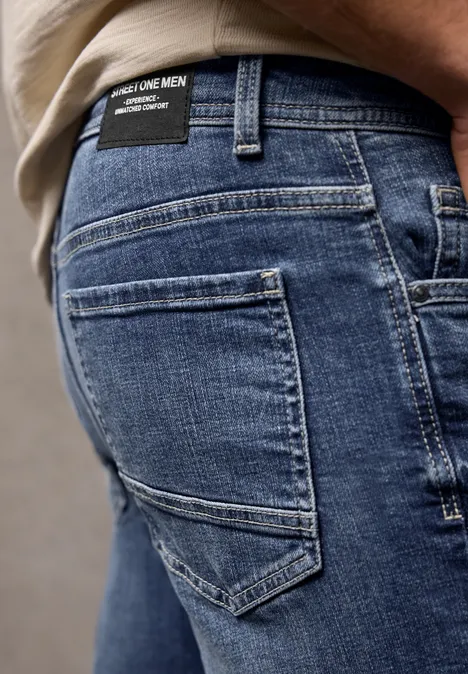 Jeansy Slim Leg indigo blue random wash