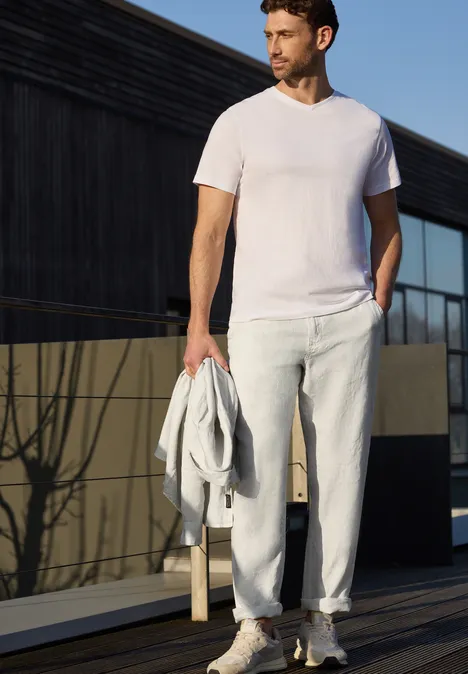 Straight Leg Chino aus Leinen bohemian beige