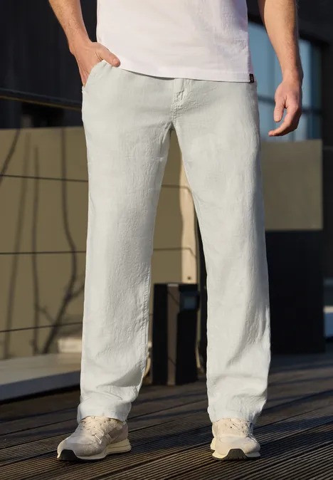 Straight Leg Chino aus Leinen bohemian beige