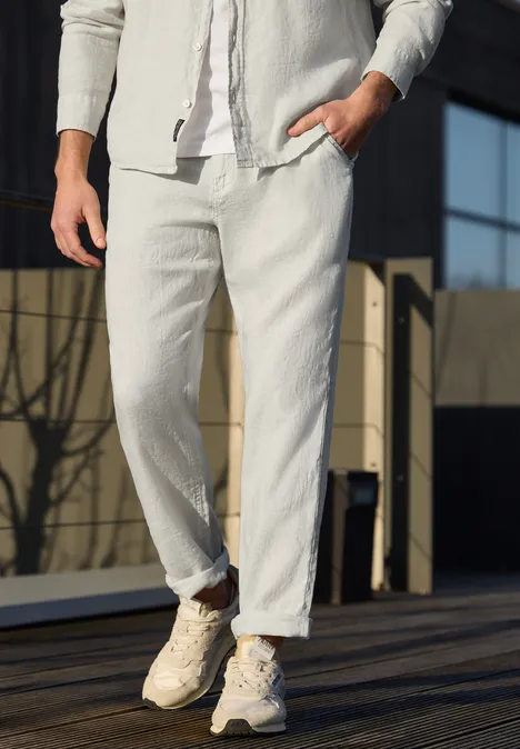 Straight Leg Chino aus Leinen bohemian beige