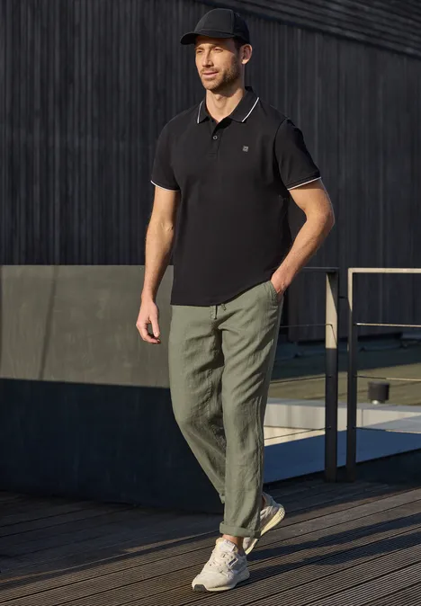 Straight Leg Chino aus Leinen wood green