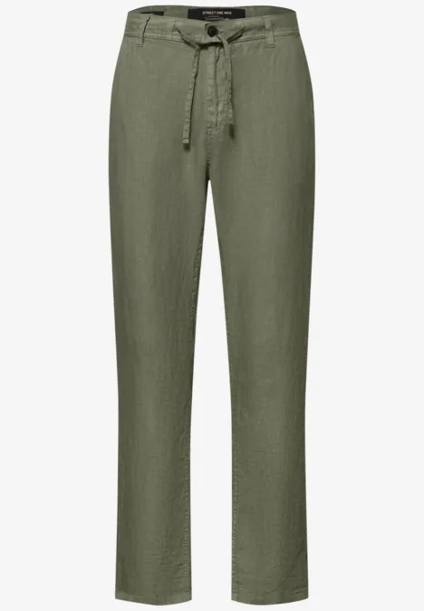 Straight Leg Chino aus Leinen wood green