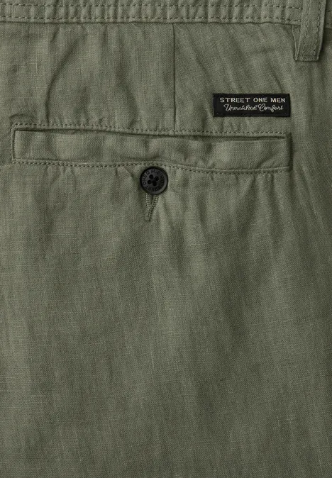 Straight Leg Chino aus Leinen wood green