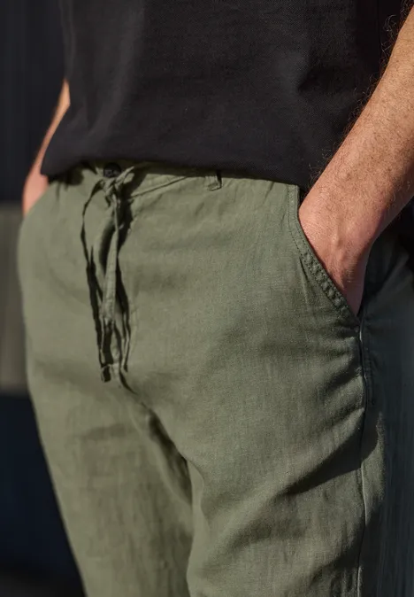 Straight Leg Chino aus Leinen wood green