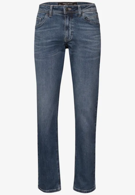 Straight Leg Jeans im Regular Fit indigo blue random wash