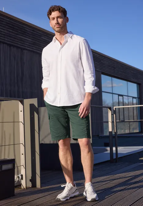 Bermuda im Regular Fit im Cargo-Look smoke green