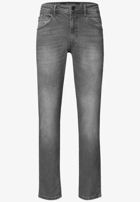 Slim Leg Jeans im Regular Fit mid grey random wash Graue Jeans mit geradem Bein und klassischem 5-Pocket-Design.