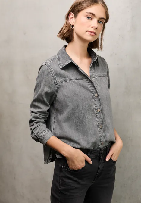 Denim overhemd grey random washed