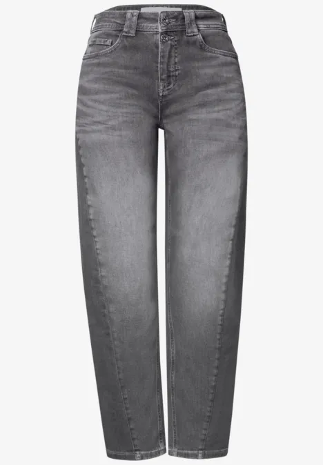 Relaxed Barrel Leg Jeans im Loose Fit grey authentic washed Graue High-Waist-Jeans mit geradem Bein und dezenter Waschung.